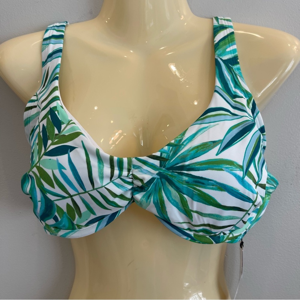 Shade & Shore Green Leaf Print Bikini Top Women’s size 36C New with Tag NWT